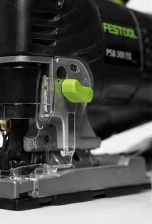 Detalle del sistema de regulación y ajuste de la caladora Festool PSB 300 EQ-Plus