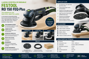 Lijadora excéntrica de engranaje FESTOOL RO 150 FEQ-Plus