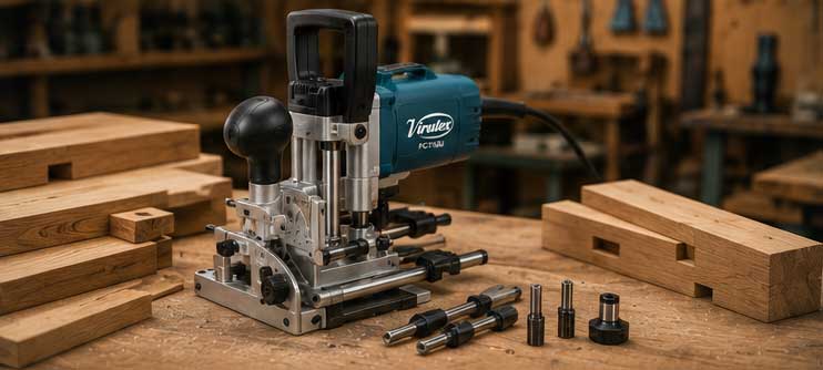 Fresadora profesional Virutex FC116U en taller premium de carpintería